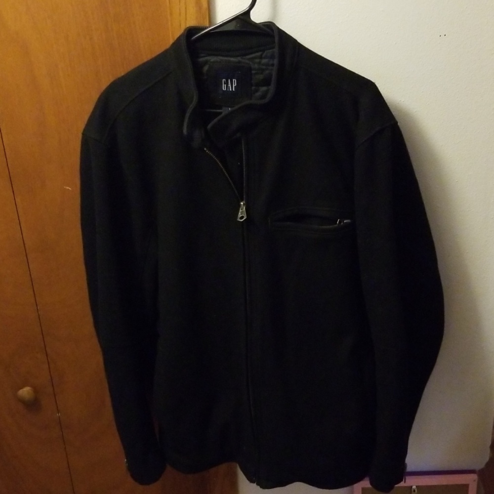 Men's Gap Large black wool bomber style jacket